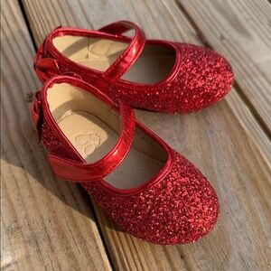 Sparkling Red Glitter Kids Dress Shoes